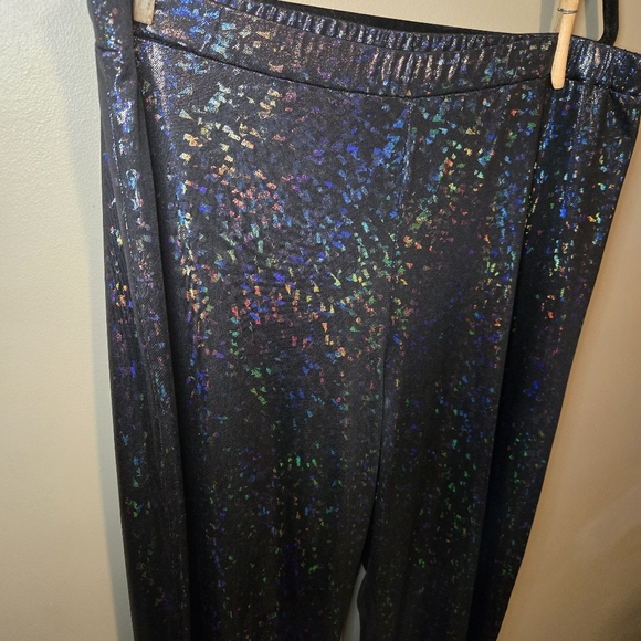 Asos Curve Women's Black Iridescent Colorful Straight Pants Size 16 Flare 31L - Picture 6 of 12